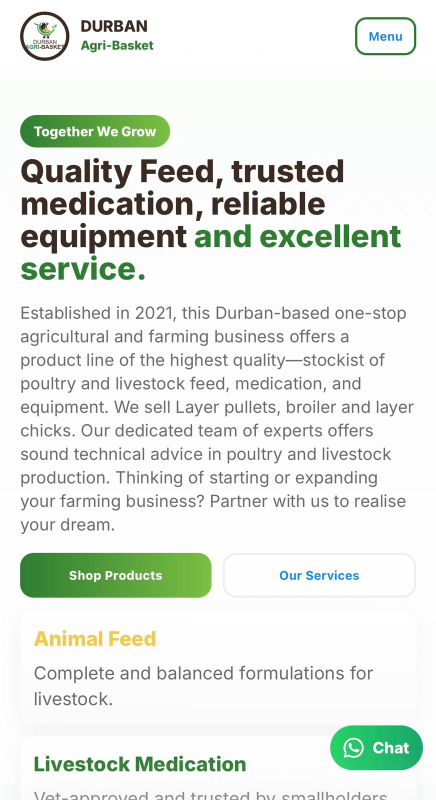 Durban Agri-Basket website preview