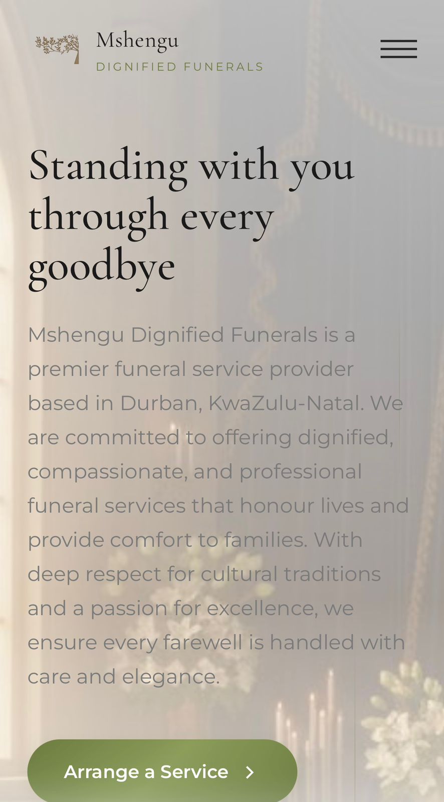 Mshengu Funerals website preview